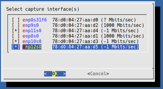 Select capture interfaces